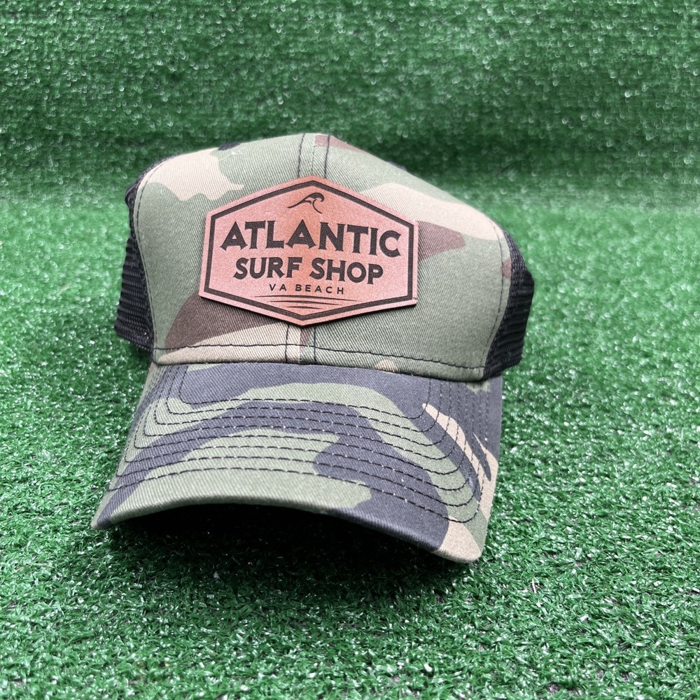 Atlantic Surf Shop VA Beach Camo Green Black‎ Mesh Trucker Baseball Hat
